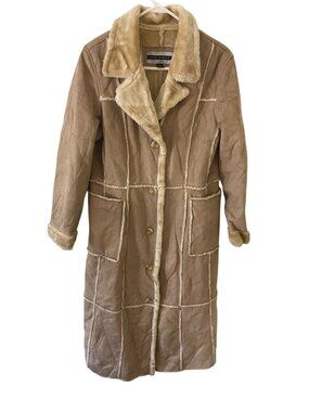 Big Chill Shearling Women's Leather Patchwork Penny Lane Full Length Coat - Larg